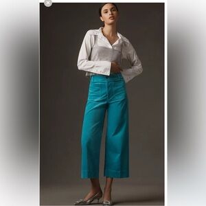 Anthropologie Maeve Colette Teal Wide Leg Pants